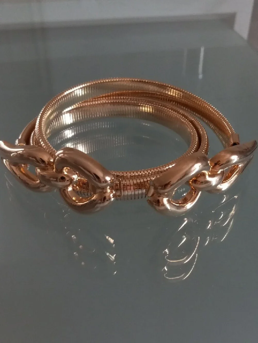 Vintage Gold Tone Stretch Mesh Belt Chain Link Buckle 31.5